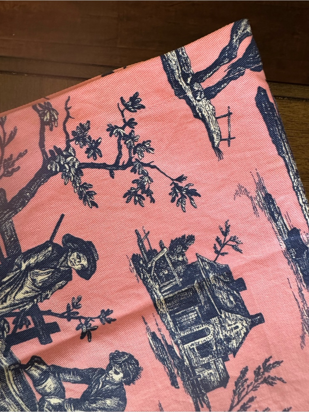 Williams Sonoma Set of 6 Pink Toile Cotton Dinner Napkins French Country - Picture 6 of 16